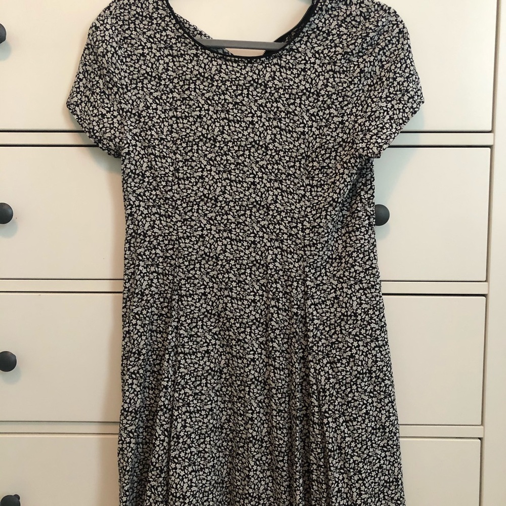 Black and white floral swing dress